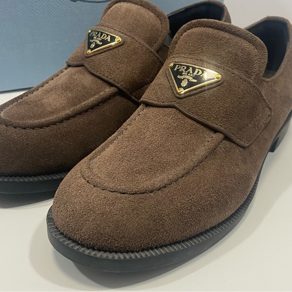 Prada Women’s Chocolate Suede Slip-Ons - Picture 3 of 7